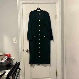 Taylor Classic Dark Green Dress with Gold Accents